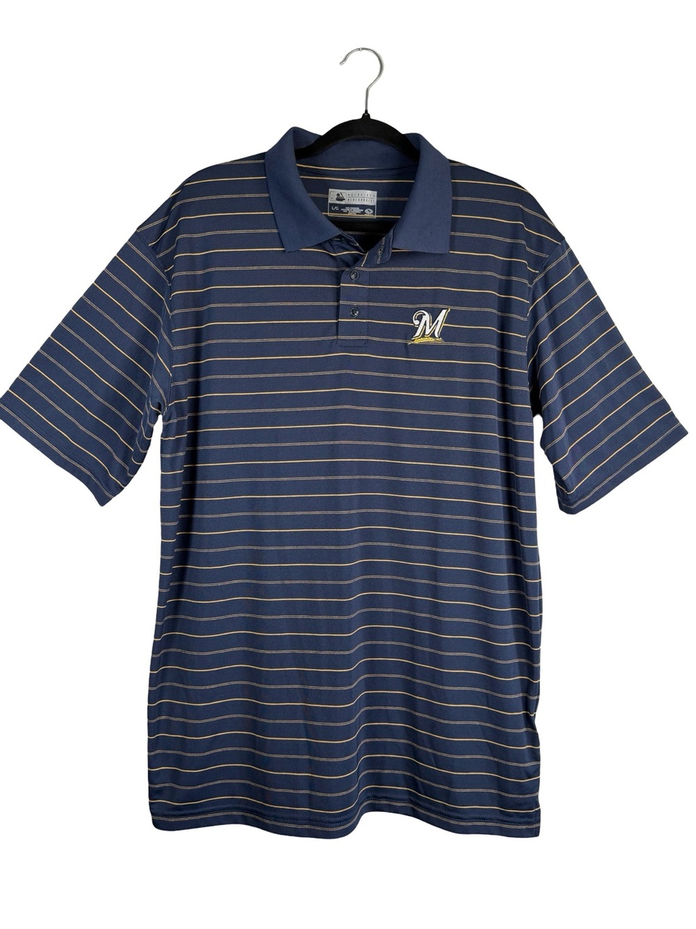 True Fan Genuine Merch. Men’s Milwaukee Brewers Navy Blue Polo Shirt Size Large